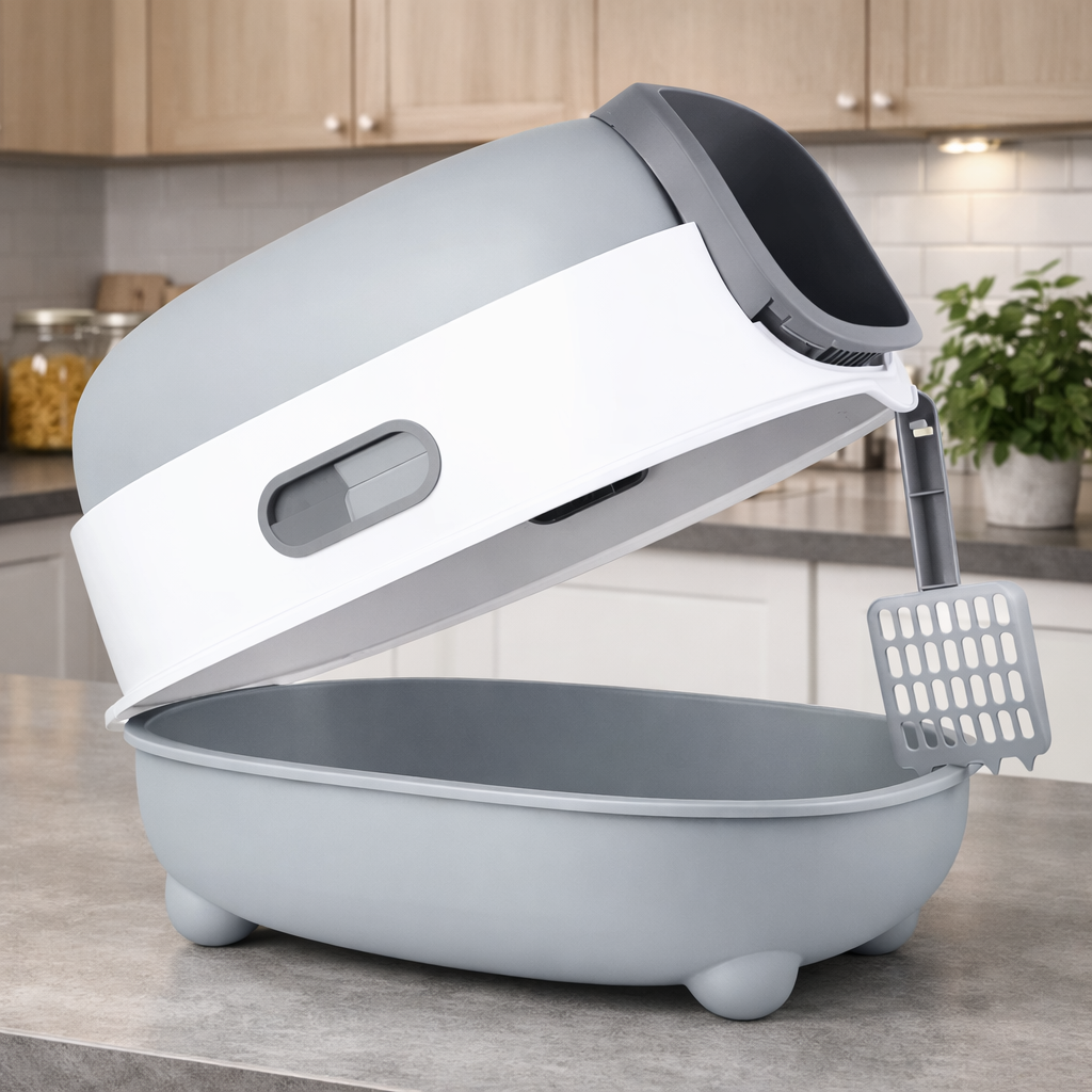 Bac à Litière Fermé pour Chat XXL – Anti Odeur & Anti-Sable | Désodorisation UV | Maison de Toilette Chat CatLumi