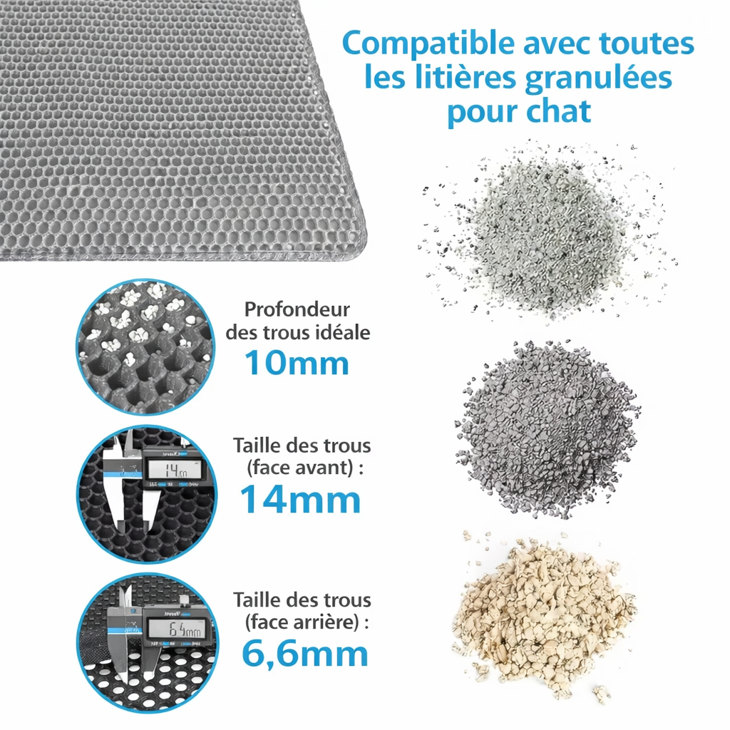 Tapis de litière pour chat imperméable antidérapant double couche