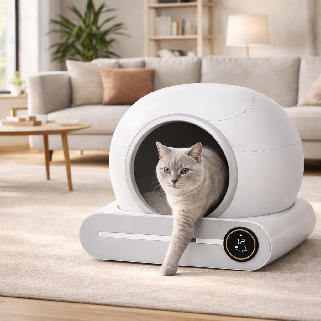 Litière automatique connectée pour chat - Bac à litière autonettoyant intelligent avec application