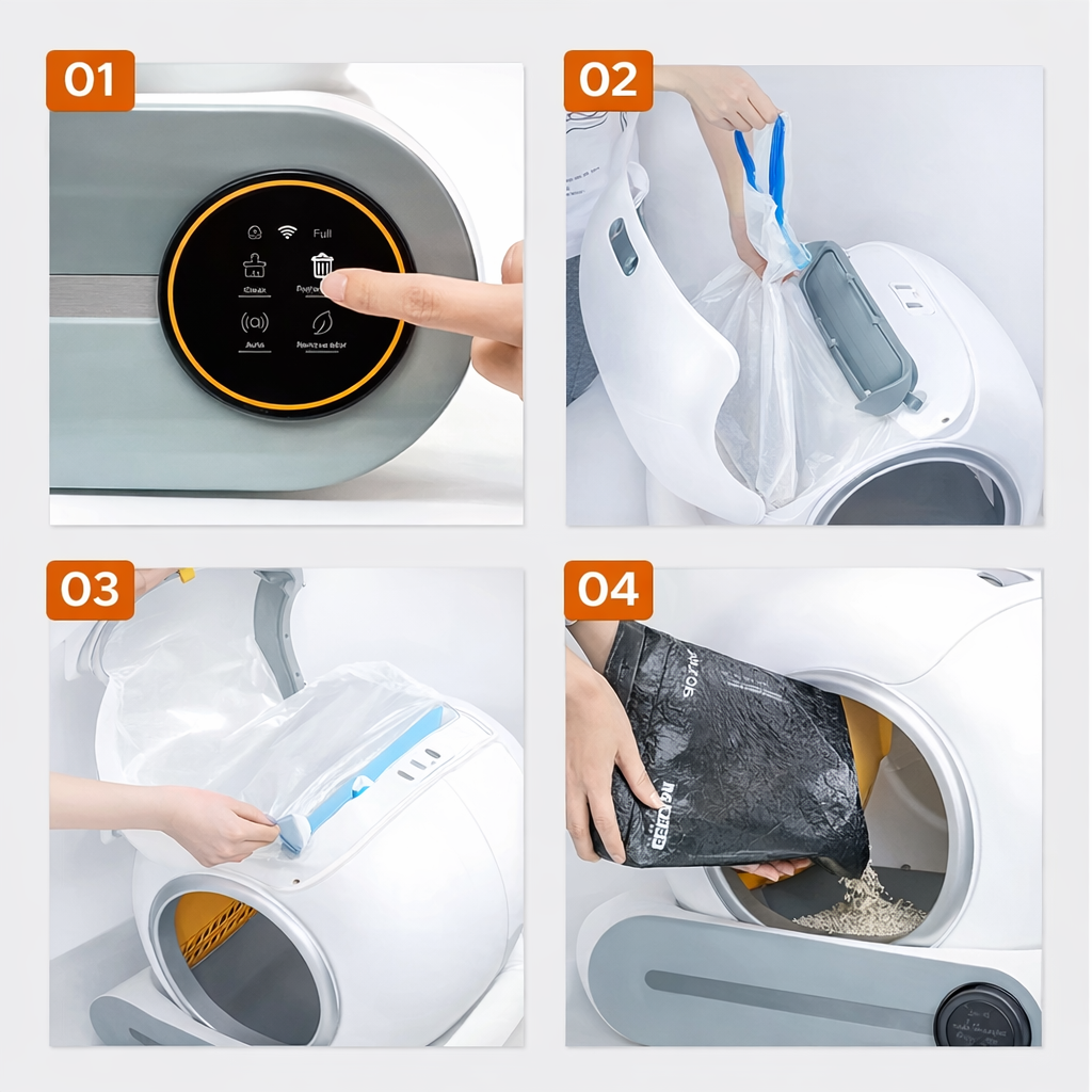 Litière automatique connectée pour chat - Bac à litière autonettoyant intelligent avec application