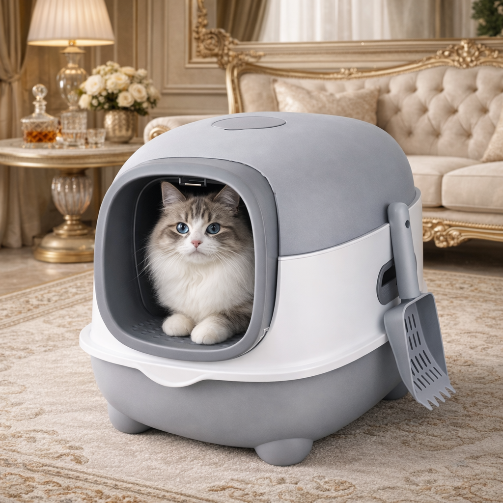 Bac à litière fermé XXL pour chat